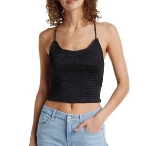 Free People Intimates Black Right on Time Cami Top Size Large